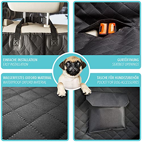 Funda para Perros para Asiento trasero de Coche + Protección lateral, Bolsa de transporte – Cubierta para Perros separable impermeable lavable | Alfombrilla suave antideslizante + Abertura de Cinturón