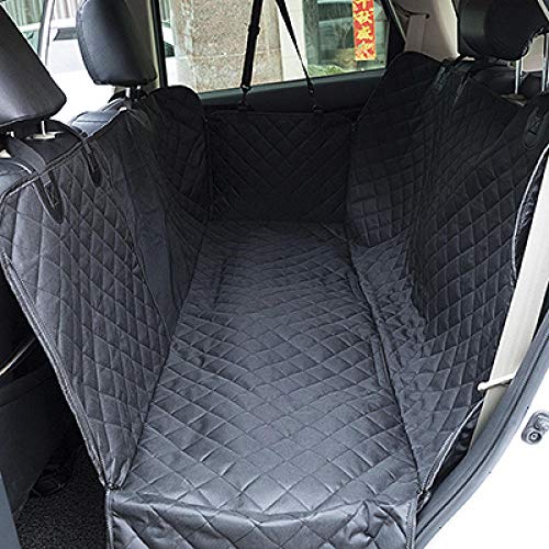 Funda Protectora Asiento Coche Perro Negro Protector de Asiento para Perros para Perros Funda Impermeable Universal para Maletero de Coche con Solapa de Parachoques Se Adapta a Coches, Camiones, Hatc