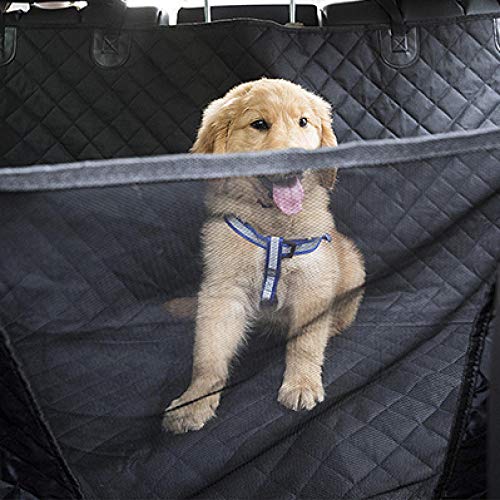 Funda Protectora Asiento Coche Perro Negro Protector de Asiento para Perros para Perros Funda Impermeable Universal para Maletero de Coche con Solapa de Parachoques Se Adapta a Coches, Camiones, Hatc