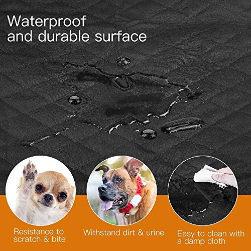 Funda Protectora Asiento Coche Perro Negro Protector de Asiento para Perros para Perros Funda Impermeable Universal para Maletero de Coche con Solapa de Parachoques Se Adapta a Coches, Camiones, Hatc