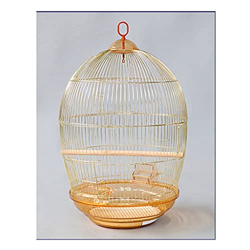 Fundas para jaulas de pájaros para loros Jaula de loros redondos Electroplating Parrot Golden Loro Metal Pájaro Jaula Hogar grande Lujo Gran espacio grande 48 × 78cm Buenas noches cubierta de jaula