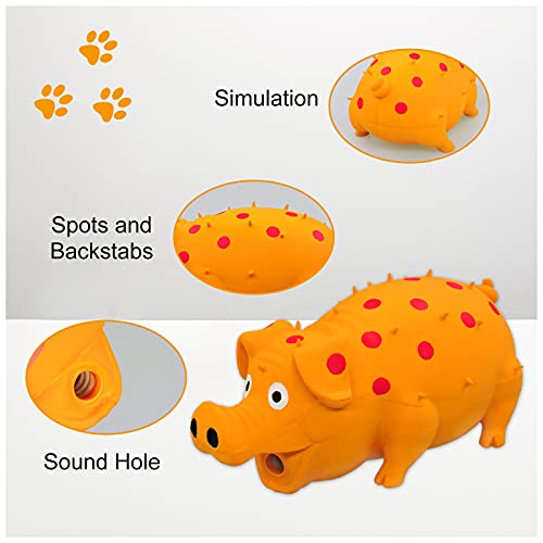 FuninCrea Grunting Latex - Juguete de goma para perro, diseño de cerdo, juguete para masticar para perro, de látex de 8 pulgadas con un sonido de sonido, juguete para perro de cerdo (naranja)