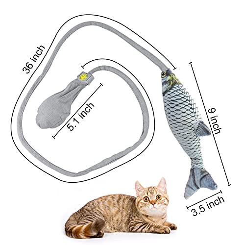 FuninCrea Juguete Interactivo para Gatos,Juguete con Hierba Gatera con Campana y Bolsa de Aire Interactiva,Juguete de Felpa para Gatos para Hacer Ejercicos y Mantenerse en Forma(Carpa Cruciana