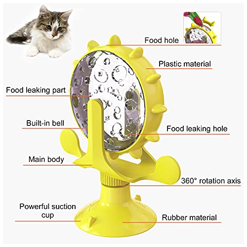 FuninCrea Juguetes Educativos Interactivos para Gatos,Juegos Mentales de Entrenamiento para Gatos y Juguete de Comida de Fugas Lentas para Mejorar el Coeficiente Intelectual de Gatos (Amarillo)