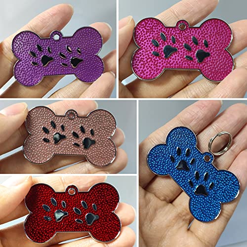 FUSIYU Chapa Perros Personalizada, Etiquetas de Identificación de Mascotas, Etiquetas de Perro Personalizada Grabado para Mascotas Medianas hasta Grandes, Aleación de Zinc, Hueso, Azul