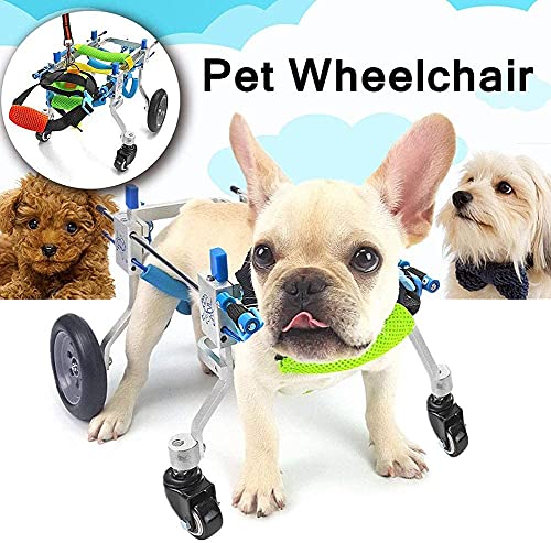 FXBFAG Silla de Ruedas Ajustable para Perros Ortopédica de 4 Ruedas Carro para Perros Rueda Ayudas para Caminar aprobadas por Veterinarios para Perros con Patas traseras débiles （1-50 kg XXS-XL