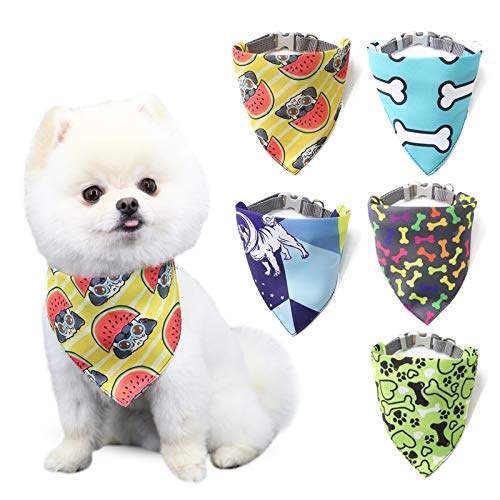 Fyfjur Bandana Perro, Bufanda Perro, Pañuelo Perro, 5pcs Bandana Perro Ajustable, Bandanas De Perro, Baberos para Mascotas Pañuelo Bufanda De Mascota De Baberos Lavables De Perros para