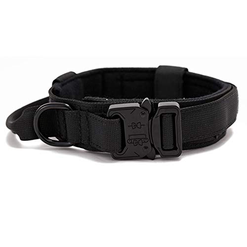 G-raphy Collares Tácticos para Perros, Nailon Militar Ajustable con Hebilla de Metal en D para Entrenamiento de Perros, Colección de Collares para Perros Pequeños Medianos y Grandes (L, Negro)