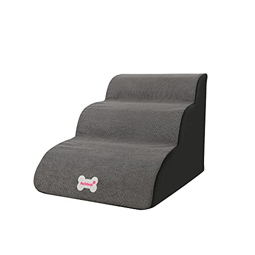 Galatée Escaleras para Mascotas, Rampa para Mascotas Extraíble y Lavable, Escalones para Perros De Espuma De Alta Densidad 3 Niveles Escalera para Subir Mascotas（Gris）