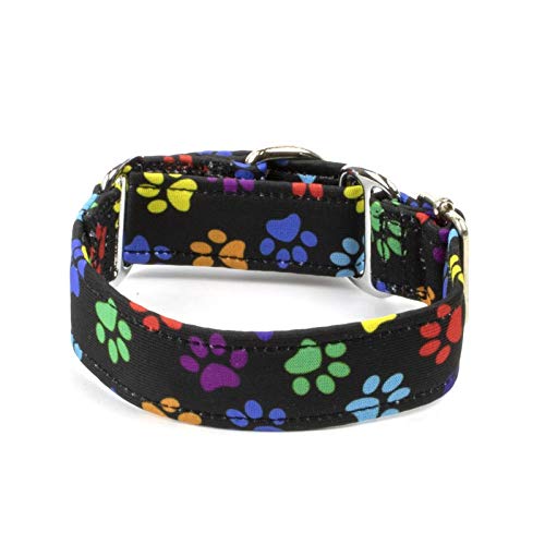 Galguita Amelie, 3cm Ancho Talla M (30cm - 39cm), Collar para Perro antiescape. Huellas.