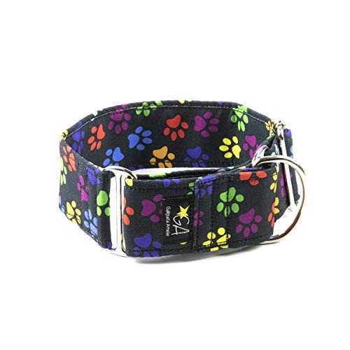 Galguita Amelie, 5cm Ancho Talla M (30cm - 39cm), Collar para Perro antiescape. Huellas.