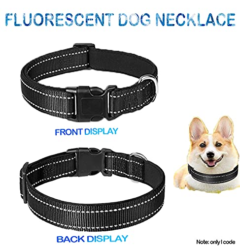 Gazzyshop-[Mejora]collar perro+Correa de perro|Correa de nailon para perros|collar perro pequeño/mediano|collar para perros|Reflectante collar perro|1.2mCorrea de perro negra