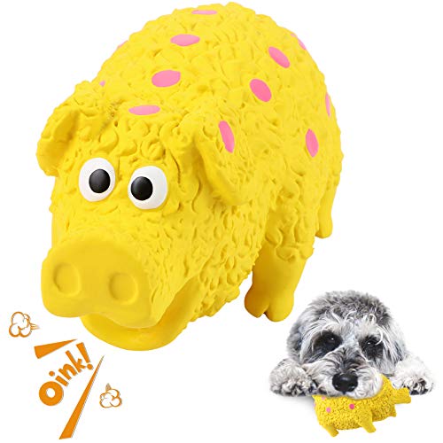 G.C Juguetes para Perros, Mascotas Sonido Chirriantes Morder Masticar Juego, Interactivos Resistentes Cepillo para Cachorro Mascotas de Pequeños Medianos y Grandes (Amarillo, Lunares)