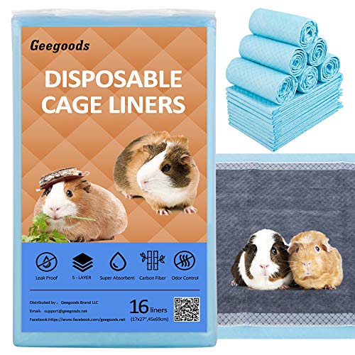 Geegoods Forro desechable para cobayas, almohadillas para orinar para cobayas, control de olor a carbón de bambú, superabsorbente, apto para revestimientos de jaulas de C&C