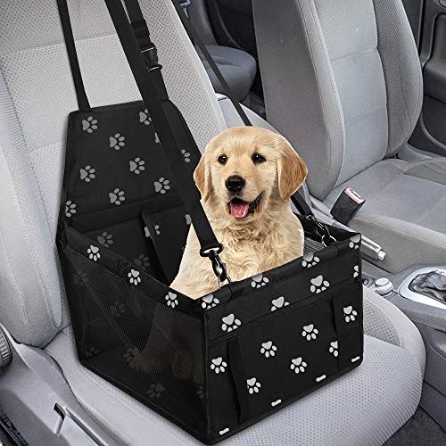 GeeRic Asiento de Coche para Mascotas de Seguridad Impermeable Transpirable extraíble para Proteger Las Mascotas en los automóviles Pasar Unas Vacaciones seguras y sin Preocupaciones Huella