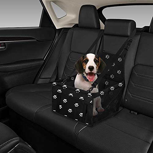 GeeRic Asiento de Coche para Mascotas de Seguridad Impermeable Transpirable extraíble para Proteger Las Mascotas en los automóviles Pasar Unas Vacaciones seguras y sin Preocupaciones Huella