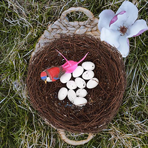 Generic 1 juego de nido de pájaros simulado con huevos de Pascua artesanal, huevos de pájaros, pájaros tejidos a mano, nido de Pascua de pájaro, figurilla de adornos para fotos