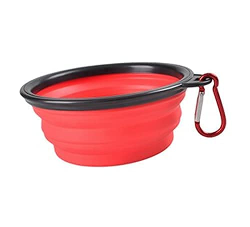 Genérico Correa Extensible Perro pequeño. Bebedero Plegable Perro. Pack Correa Extensible más Bebedero Portable más dispensador Bolsas excrementos. (Rojo)