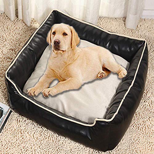 gerenic Cama de Cuero de Lujo para Perros de Mimbre,pequeña/Mediana/Grande,Resistente,Duro,Indestructible,colchón,cojín,Cesta para Dormir,calmante,ansiedad,sofá ortopédico,Lavable para Cachorros,gat