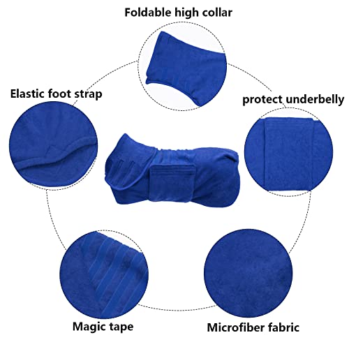 Geyecete - Abrigo de secado para perro, bolsa de secado rápido, toalla de baño para perro, toalla de microfibra de secado rápido, súper absorbente, toalla de baño para mascotas-Azul - XXL