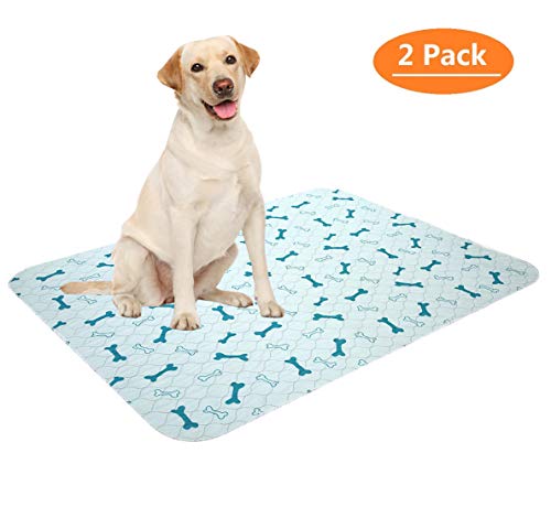 Geyecete Alfombras de adiestramiento Ultraabsorbente para Perros,Reutilizables Lavables de Almohadillas para caninas Cachorros,Empapadores Entrenamiento Impermeable para Mascotas-Azul-L-2 Piezas