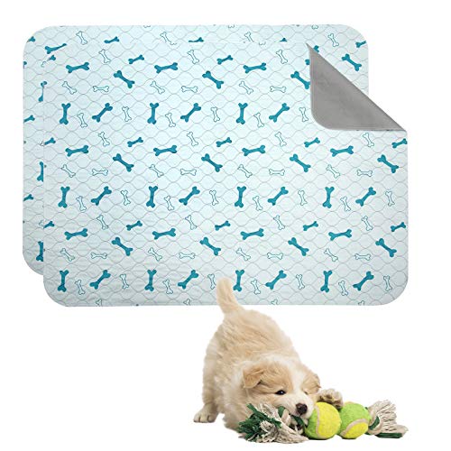 Geyecete Alfombras de adiestramiento Ultraabsorbente para Perros,Reutilizables Lavables de Almohadillas para caninas Cachorros,Empapadores Entrenamiento Impermeable para Mascotas-Azul-L-2 Piezas