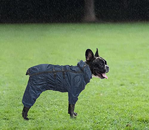 Geyecete - Perros Chubasquero de pantalón de Pierna 1/2, Impermeable para Perros con Correas Reflectantes y Agujero para el arnés, Abrigo para Cachorros y Perros pequeños y medianos-Azul Marino-XXL