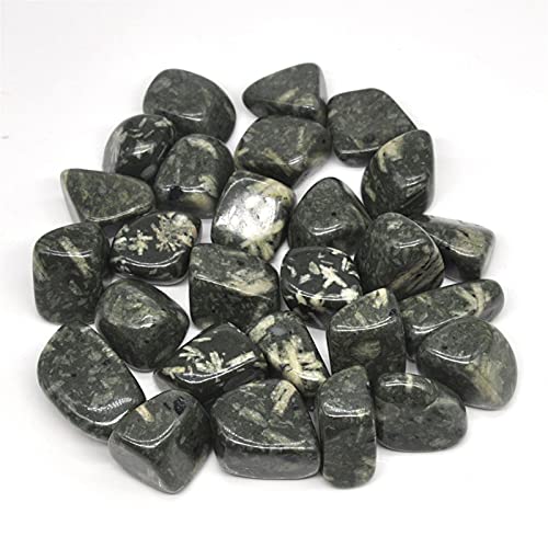 GGXXS Decoraciones al Aire Libre para Jardines de Tanque Crisantemo Natural Circuló Piedras Cristales a Granel Reiki Pulidos Piedras Gems Gem Crish Aquarium Minerales (Color : Negro, Size : 500g)