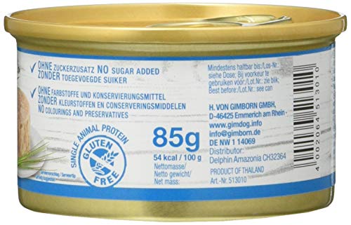 GimDog Pure Delight, atún - Snack para perros rico en proteínas, con pescado tierno en deliciosa gelatina - 12 latas (12 x 85 g)