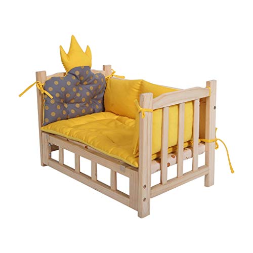 GJX Cama de Madera Maciza para Mascotas, Cama para Perrera, Perrera extraíble y Lavable, peletería para Mascotas, artículos para Perros Grandes y medianos, lejos de la Humedad, no fácil de deformar