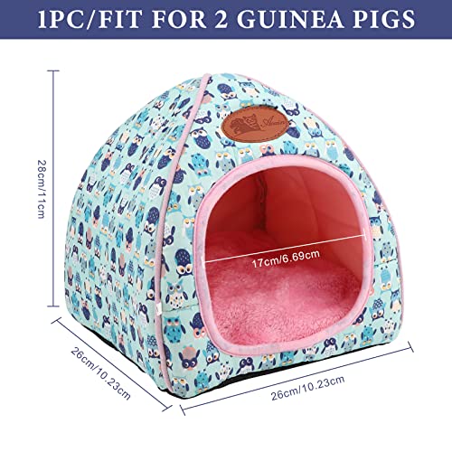 GLAITC Cama Felpa Hamster Cama para Conejillos de Indias Casa de Invierno para Animales Pequeños con Almohadilla extraíble para Ardilla,Hurones,Ratas,Erizos,Chinchilla,25cm*25cm*27cm