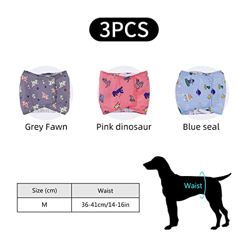 GLAITC Pañales para Perros, 3 Piezas Pañales Lavables para Perros Pañales Reutilizables para Mascotas Fisiológica Pantalón para Perros Masculinos para Perros pequeños, medianos y Grandes M