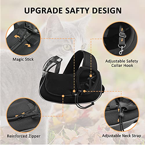 Gloppie Mochila para perro con correa para mascotas para perros pequeños, bolsa de viaje para gatos, bolsa cruzada para cachorros, manos libres, transpirables y más bolsillos gris