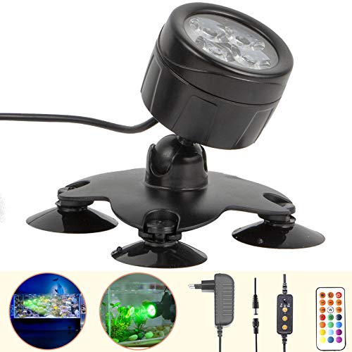 GOESWELL Iluminación LED para acuario, luz de luna, lámpara de acuario, intensidad regulable, con mando a distancia, para acuarios de agua dulce y de agua dulce