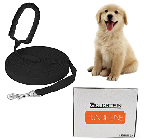 Goldstein Correa de entrenamiento para perros, 10 m de largo, de nailon, con cómodo mango acolchado para mascotas, cachorros, camping, rastreo, caminar, correr