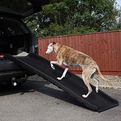 GOOCO Rampa para Perros,Rampa para Perros Coche, Plegable, Antideslizante, Maletero, hasta 90 kg, Adecuado para Camas Altas, Coches Y SUV- Negro