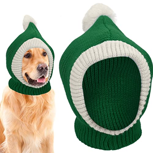 Gorro de Invierno para Perros, Gorro de Punto cálido de Invierno de Navidad para Perros pequeños y medianos, Cachorros, Gatos(S-Verde)