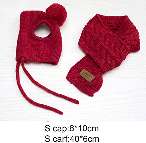 Gorro De Punto Para Perros, Divertido Gorro De Invierno Cálido Para Perros, Conjunto De Bufanda, Decoración De Lana Para Mascotas, Gorro Y Bufanda De Punto Cálido Para Mascotas Para Invierno-Red||S