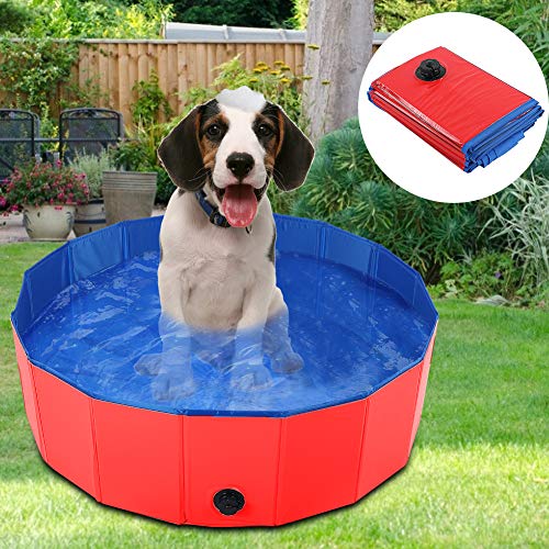 Goshyda Piscina para Mascotas, bañera portátil y Plegable para Mascotas con Alta practicidad para Perros, Gatos, Animales(Rojo, S)