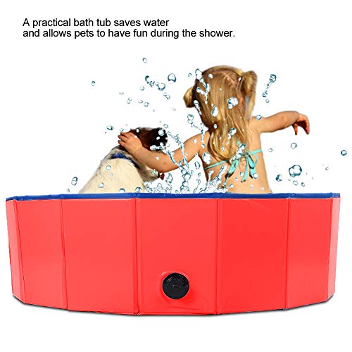 Goshyda Piscina para Mascotas, bañera portátil y Plegable para Mascotas con Alta practicidad para Perros, Gatos, Animales(Rojo, S)