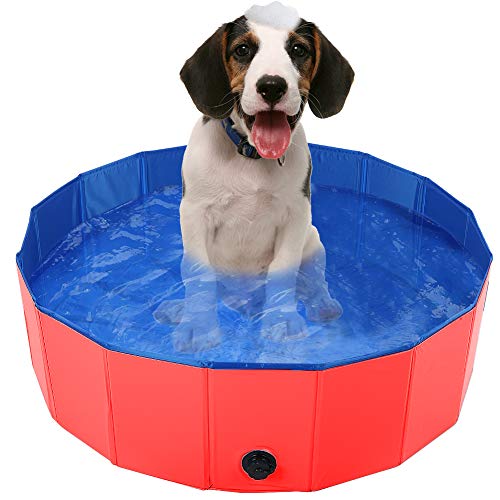 Goshyda Piscina para Mascotas, bañera portátil y Plegable para Mascotas con Alta practicidad para Perros, Gatos, Animales(Rojo, S)