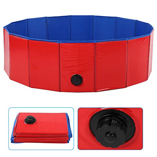 Goshyda Piscina para Mascotas, bañera portátil y Plegable para Mascotas con Alta practicidad para Perros, Gatos, Animales(Rojo, S)