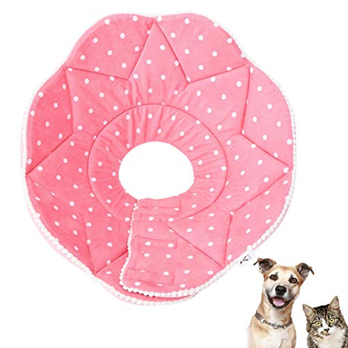 GOTOTOP Collar para heridas de recuperación de Mascotas, Tela de Nailon, pétalo Rosa, Collar de Cono Protector Suave, Collar isabelino para Cachorros, Perros pequeños y Gatos(XL-Pétalo Rosa)