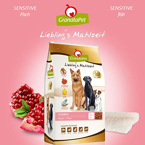 GranataPet Comida para Peces sensibles de Lieblings's Essen, Comida Seca para Perros, sin Cereales y sin azúcares, alimento Completo, 4 kg