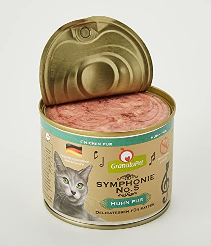 GranataPet Symphonie No. 5 Pollo, alimento para Gatos sin Cereales ni aditivos de azúcar, Filet en Jalea Natural, Delicado alimento húmedo para Gatos, 6 x 200 g