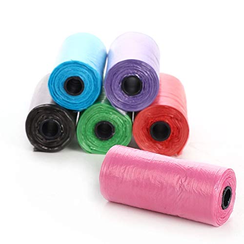 GreaTool Bolsas para Caca de Perro o Mascotas,Colector,Soporte para Cucharas,Bolsa para Cachorros y Gatos,Rollos pequeños,Precio Fabrica (1500 Bolsos Colores)