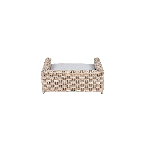 Greemotion Cama para Perros de Poli Ratán con Cojín de 100% Poliéster, Cesta para Perros y Gatos, Sofá para Mascotas, Aprox. 65 x 25 x 50 cm, Marrón-Beige/Gris