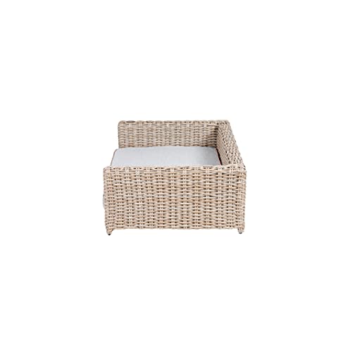 greemotion Cama para Perros de Poli Ratán con Cojín de 100% Poliéster, Cesta para Perros y Gatos, Sofá para Mascotas, Aprox. 80 x 30 x 60 cm, Marrón-Beige/Gris