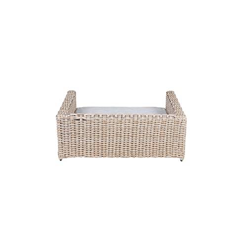 greemotion Cama para Perros de Poli Ratán con Cojín de 100% Poliéster, Cesta para Perros y Gatos, Sofá para Mascotas, Aprox. 80 x 30 x 60 cm, Marrón-Beige/Gris