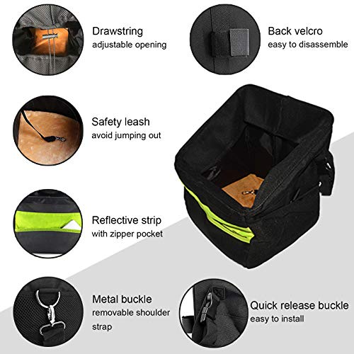 GreeSuit Bolsa de Transporte para Bicicleta para Perros y Gatos con Correa de Hombro Acolchada Ajustable, Bolsa de Viaje para Bicicletas para Todas Las Bicicletas, Color Negro